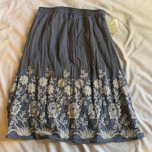 Chambray Embroidered Skirt